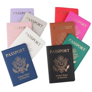 Funda de Pasaporte de Cuero PU con Logotipo Personalizado, Bloqueo RFID, Sin Cierre, Estampado en Caliente, Cartera de Viaje y Porta Tarjetas Americano - Product Image 3
