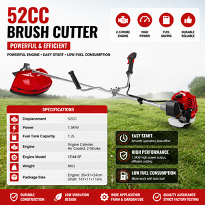Desbrozadora de Gasolina 52CC 1.2KW con Motor de 2 Tiempos, Recortadora de Maleza de Alta Resistencia con Montaje Lateral XF-44-5F, Herramienta de Jardín, Proveedor OEM ODM - Product Image 1