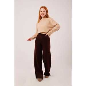 Pantalones Anchos de Mujer, Pantalones Deportivos de Punto de Cintura Alta con Cintura Acanalada, Transpirables y Marrones, al por Mayor - Product Image 3