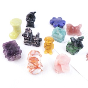 Mini-figurines en cristal naturel en gros, motifs animaux de dessins animés, matériaux variés, mini-sculptures pour la décoration des fêtes - Product Image 4