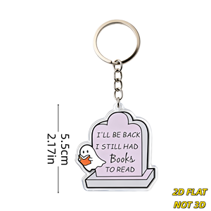 Je reviendrai, j'avais encore des livres à lire – Porte-clés en acrylique « Ghost & Tombstone » pour les lecteurs, breloque de sac et porte-clés pour les amoureux des livres - Product Image 2