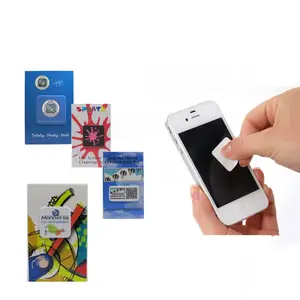 Özel promosyon hediyeler yeniden etiket mobil yuvarlak mikrofiber kendinden promosyon yapışkan ekran temizleyici