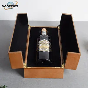 Boîte de bouteille de vin à clapet avec logo personnalisé, boîte en bois créative personnalisée, emballage cadeau de haute qualité, boîte en bois