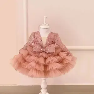 2023 पश्चिमी शैली की पोशाक नवीनतम गर्मियों की सबसे अच्छी बिक्री केक डिजाइन छोटी राजकुमारी बेबी जन्मदिन पुफी गेज कपड़े