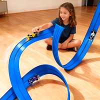 Piste de course automobile flexible AiJH, double face, avec ventouses, compatible avec les voitures miniatures, portable, enroulable, kit de piste DIY