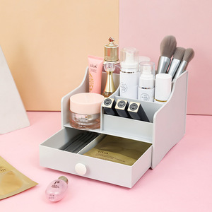 Cosmetic Organizer With <b>Drawers</b> <b>Plastic</b> Multi Compartment <b>Storage</b> Box For Makeup Desk <b>Storage</b> Simple Style 6-10 L Capacity - Product Image 3