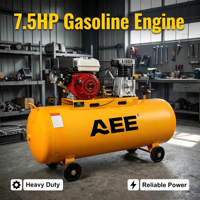 Compresseur d'air industriel stationnaire à moteur essence 300L avec surpresseur à piston 250L/MIN, lubrifié, refroidi par air, marque AEE