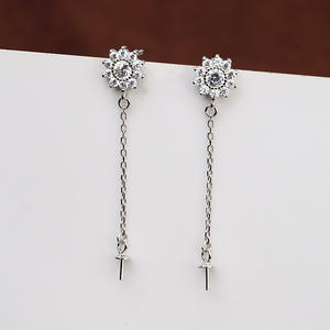 Boucles d'oreilles en argent S925 avec pompon et perle polyvalente, longues et élégantes pour femmes, support d'accessoires DIY 928 - Product Image 4