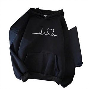 Sudadera con Capucha Blanca para Mujer, con Estampado de Latido de Corazón, de Algodón Tejido, Casual, de Manga Larga, con Bolsillo Frontal con Logotipo - Product Image 6