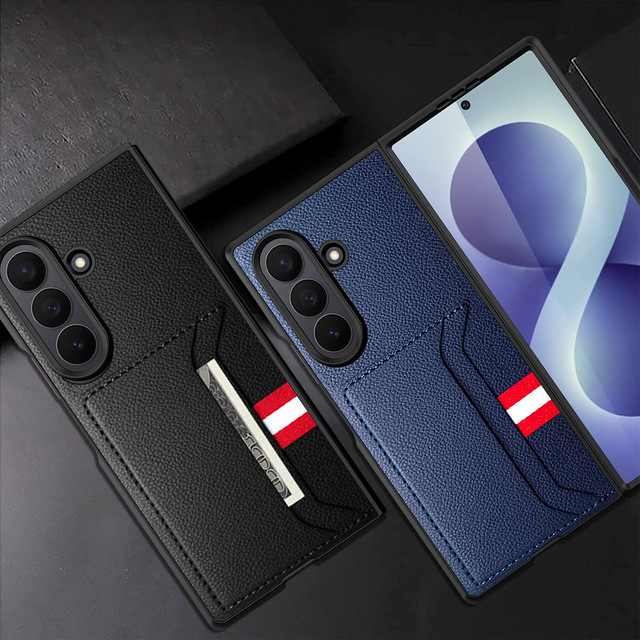 for Samsung Z Fold 8 ultra Phone case with Lychee Pattern Insert Card Phone Case Anti Drop case cover