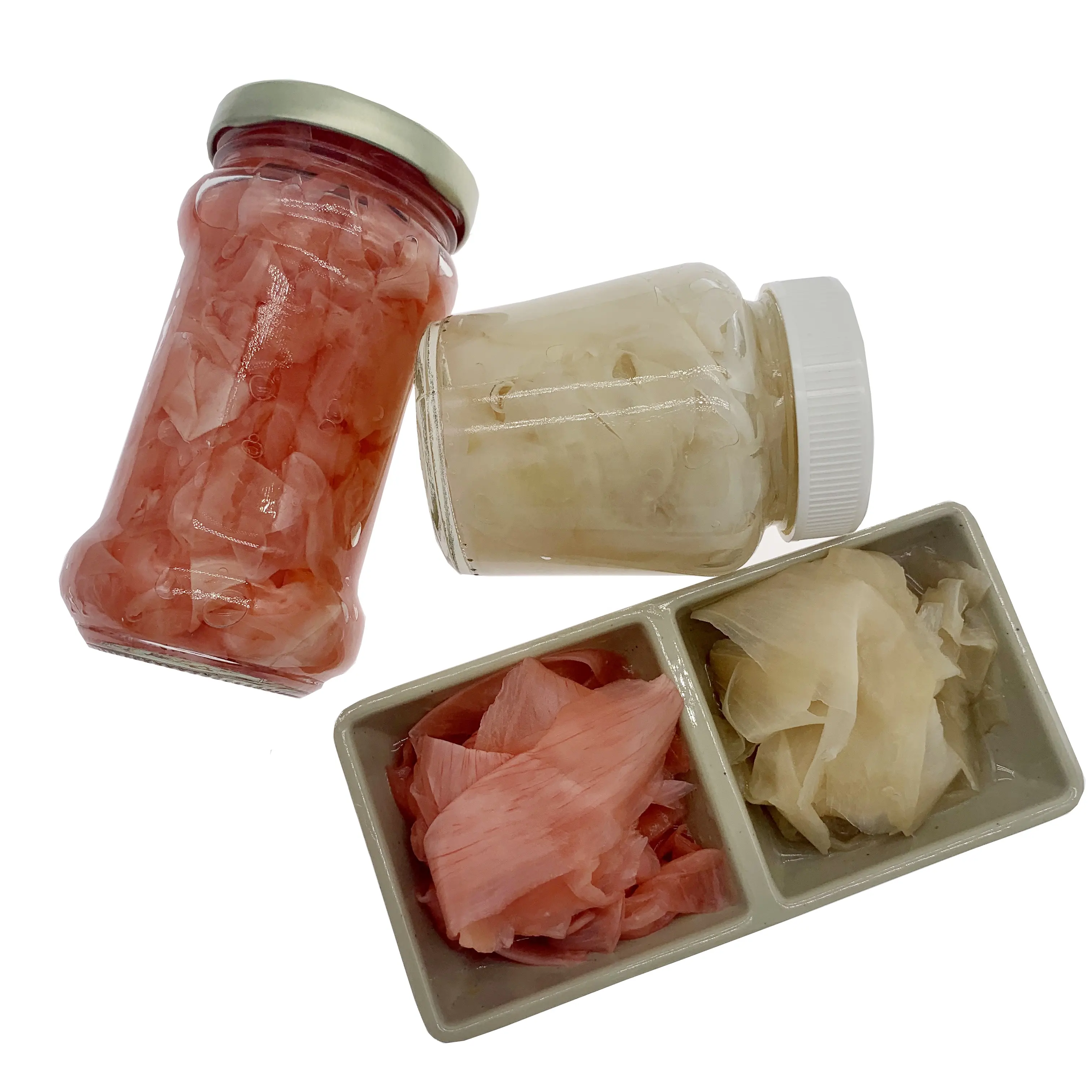 wholesale Chinese pickled vegetables commonly used in Japanese cuisine kimchi productionwithe and pink pickled sushi ginger