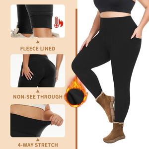 Leggings grande <span class=keywords><strong>taille</strong></span> à poches pour <span class=keywords><strong>femme</strong></span>, <span class=keywords><strong>taille</strong></span> haute, longueur 9/10, en polyester <span class=keywords><strong>doublé</strong></span> <span class=keywords><strong>polaire</strong></span> pour l'hiver – Vente en gros - Product Image 3