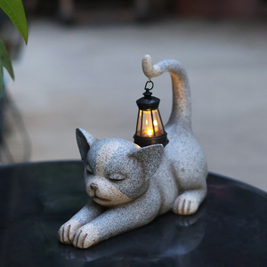 Polyresin Waterproof Hand-painted Custom Logo <strong>Cat</strong> <strong>Figurines</strong> &amp; Resin Garden Solar Decorations Animal Style Love Pattern Statues - Product Image 2