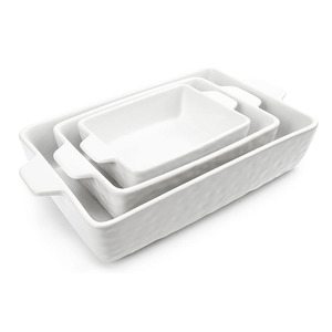 Ensemble de plats de cuisson rectangulaires en céramique à double poignée, en porcelaine, grands plats à lasagna, pour la cuisine domestique - Product Image 1