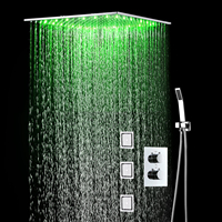 Ensemble de robinetterie de douche LED 2026 en acier inoxydable SUS 304 avec mitigeur à température constante et jets de 4 pouces