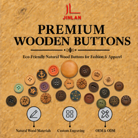 Botones de Costura de Madera Natural con Grabado Láser de Logotipo Personalizado para Camisas y Suéteres de Hombre, Múltiples Tamaños, Suministros para Manualidades, Venta al Por Mayor, OEM, ODM
