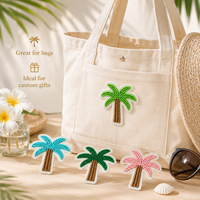 Patchs brodés personnalisés en gros, motif palmier perlé, applique tropicale estivale pour vêtements et sacs