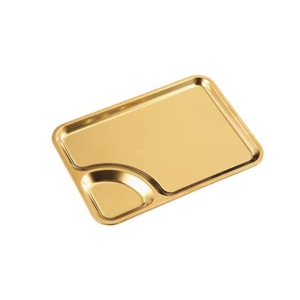 Stainless Steel Snack Plate 24x17 Cm With Sauce Compartment For Hotel Food And Coffee Durable Serving <b>Tray</b> - Product Image 2