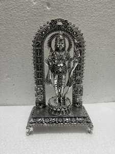 Statue religieuse ornée de l'Idole Ram Lala, finition argentée, en argent pur, pour le culte domestique et les temples - Product Image 5