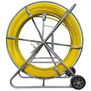 9mm x100m Fiberqlass Rodder Duct Rodder for Underground laying Yellow Rods Continuous with wheels