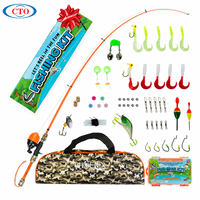 Paket Pancing Anak CTO Factory 1.55M Gagang Kaca EVA Combo Spincast 66PCS Mega Kit untuk Hiburan Memancing Anak