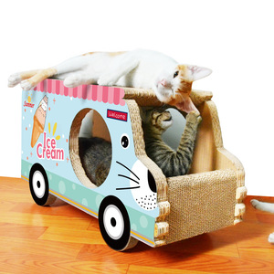 <b>Cat</b> <b>Scratching</b> <b>Post</b> Toy Car Cartoon Design Durable Corrugated Paper 60x26.4x34cm <b>Cat</b> <b>Tree</b> For Indoor Play - Product Image 3