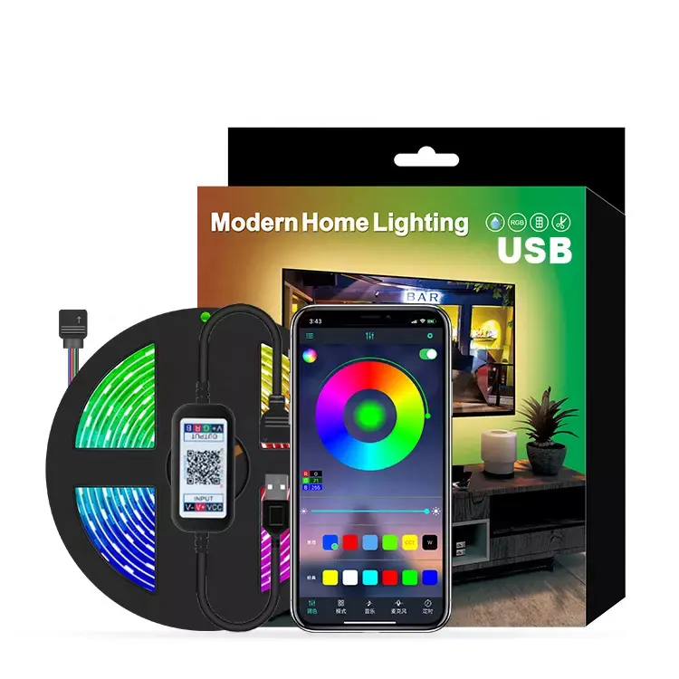 Hot Selling Led Strip Light Blue Tooth APP 5V 5050 RGB USB Smart Strip Light TV Blacklight RGB Led Strip Lights for Home