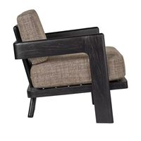 Fauteuil lounge en bois de forme géométrique moderne avec coussin en mousse épaisse et tissu tressé pour la maison, le hall d'hôtel et le coin lecture