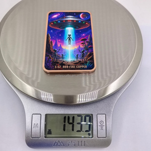 Vente en gros de lingots de cuivre fin 999 de 5 oz, motif Alien UFO Sci-Fi, impression couleur UV, souvenir, lingot massif - Product Image 6