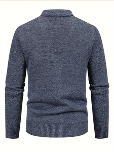 Livraison directe Cardigan boutonné à col en V pour hommes, pull tricoté tendance et élégant, veste pull décontractée pour hommes. - Product Image 4