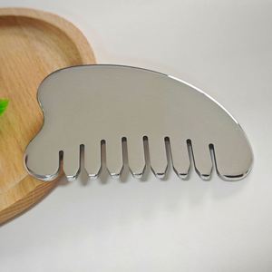Gran oferta de Peine Gua Sha de acero inoxidable, peine para raspar Meridianos, peine para el cuero cabelludo, herramienta de masaje relajante muscular para masaje de cabeza y cabello - Product Image 2