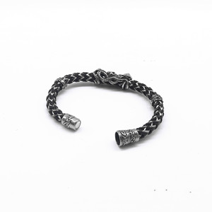 Yunnique Pulsera de plata tibetana con calavera de serpiente para hombre, cordón de cuero, joyería de regalo - Product Image 4