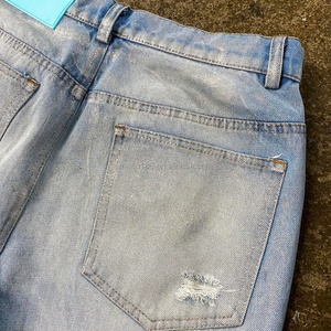 Custom Fashion Wear Waxed <b>Jeans</b> Unisex Denim Pants High Quality Blue Waxed Straight Leg Pant Vintage Blank Waxed Baggy <b>Jeans</b> Men - Product Image 4