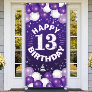 Decorazioni per <span class=keywords><strong>il</strong></span> <span class=keywords><strong>13</strong></span>° Compleanno, Striscione per Porta, Banner Viola per Ragazze, Sfondo per Festa di Compleanno <span class=keywords><strong>13</strong></span> Anni, Insegna da Giardino Stile Banner per Porta - Product Image 1