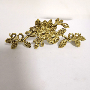 Luxury Solid Brass Metal Beautiful Flower Decoration Kitchen Cabinet Handle <strong>Knobs</strong> Furniture <strong>Door</strong> Pulls - Product Image 2