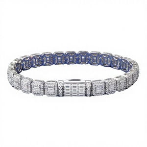 925 Sterling <b>Silver</b> Moissanite Tennis <b>Bracelet</b> Round Brilliant Cut Cuban Link <b>Bangle</b> for Wedding Gift - Product Image 3