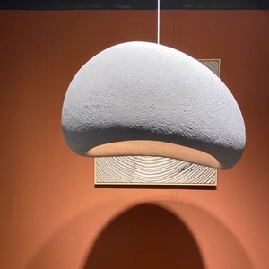 Luce a sospensione decorativa giapponese a semicerchio in resina ristorante lampadario camera da letto luce Led - Product Image 2