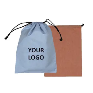 Tissu d'emballage imprimé avec logo personnalisé grands sacs pochette en toile de coton calicot mousseline noire réutilisable et écologique avec cordon de serrage