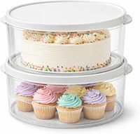 Lot de 2 boîtes de rangement rondes en plastique pour gâteaux, avec couvercle transparent, transporteur portable pour cupcakes et desserts