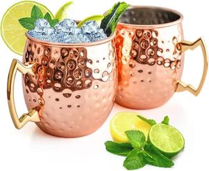 Mug à bière martelé en acier inoxydable de haute qualité, 500 ml/16 oz, couleur or rose, avec poignée, pour le bureau, la maison, le bar et les fêtes - Product Image 1