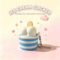 Porte-clés Fidget Clicker en forme de coupe de crème glacée imprimée en 3D, jouet à presser mignon en forme de dessert, pendentif anti-stress pour les doigts, vente en gros personnalisée