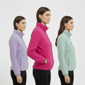 女式保暖柔软抓绒夹克拉链立领户外徒步休闲叠穿开衫 - Product Image 3