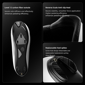 WEST BIKING chaussures de cyclisme professionnelles <span class=keywords><strong>semelle</strong></span> en Fiber de carbone laçage à double cadrans léger respirant course de vélo de route chaussures sans pince - Product Image 4