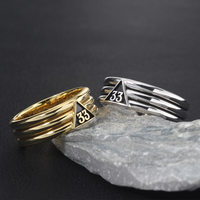 Dernier modèle Bague maçonnique en or 33e Bague Maçons Franc-maçon en acier inoxydable Lettre à 33 degrés Signet maçonnique Anneaux de bande