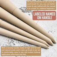 Ensemble de pinceaux de maquillage personnalisé de 18 pièces, manche en bois de qualité supérieure avec poils de cheval simulés pour l'application d'ombres à paupières, outils de maquillage