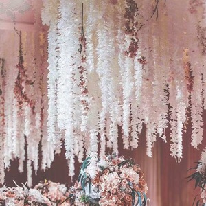 พวงดอกวิสทีเรียผ้าไหมเทียม 48 นิ้ว ดอกเรียงเป็นระเบียง สมจริง ทำด้วยมือ สำหรับตกแต่งซุ้มงานแต่งงานและเพดาน - Product Image 3