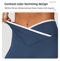Celana pendek Yoga wanita, celana olahraga pinggang tinggi 8843 persik angkat dengan pinggang elastis pola Solid Logo di pinggang