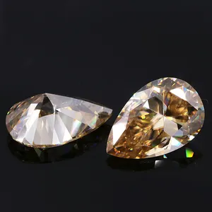 Wholesale loose synthetic Champagne Moissanite pear shape for necklace ring making Moissanite diamonds