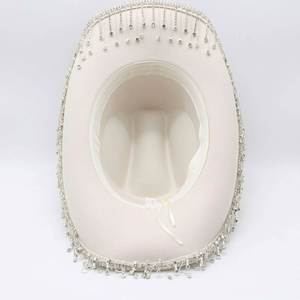 Festival Bling Rhinestone Fedora Hats Men Polyester Cotton Felt Cowboy Hats Wholesale - Product Image 5