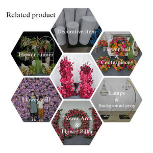 ซุ้มดอกไม้ประดิษฐ์ทำมือจากผ้าไหมเทียมสีแดง รูปแบบดอกกุหลาบและไฮเดรนเยีย  ตกแต่งฉากหลังงานแต่งงานสุดหรู เป็นมิตรกับสิ่งแวดล้อม - Product Image 5